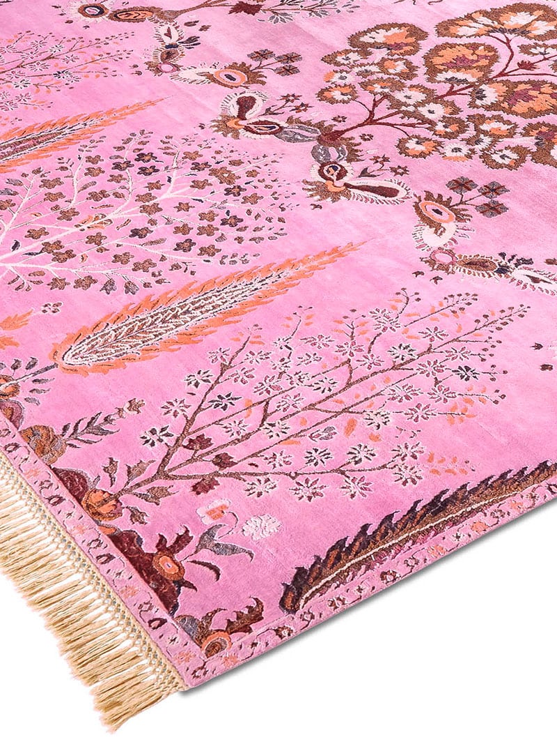 Mughal Reverse Original auf Hellrosa Teppich | Größe: 122 x 183 cm