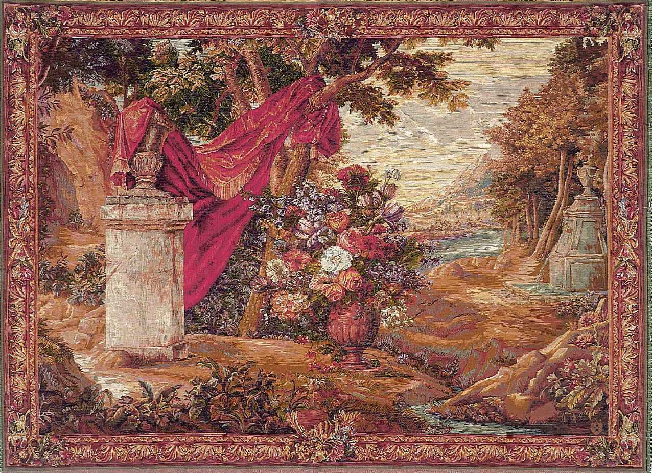 Bouquet mit Draperie Wandteppich | Größe: 110 × 150 cm