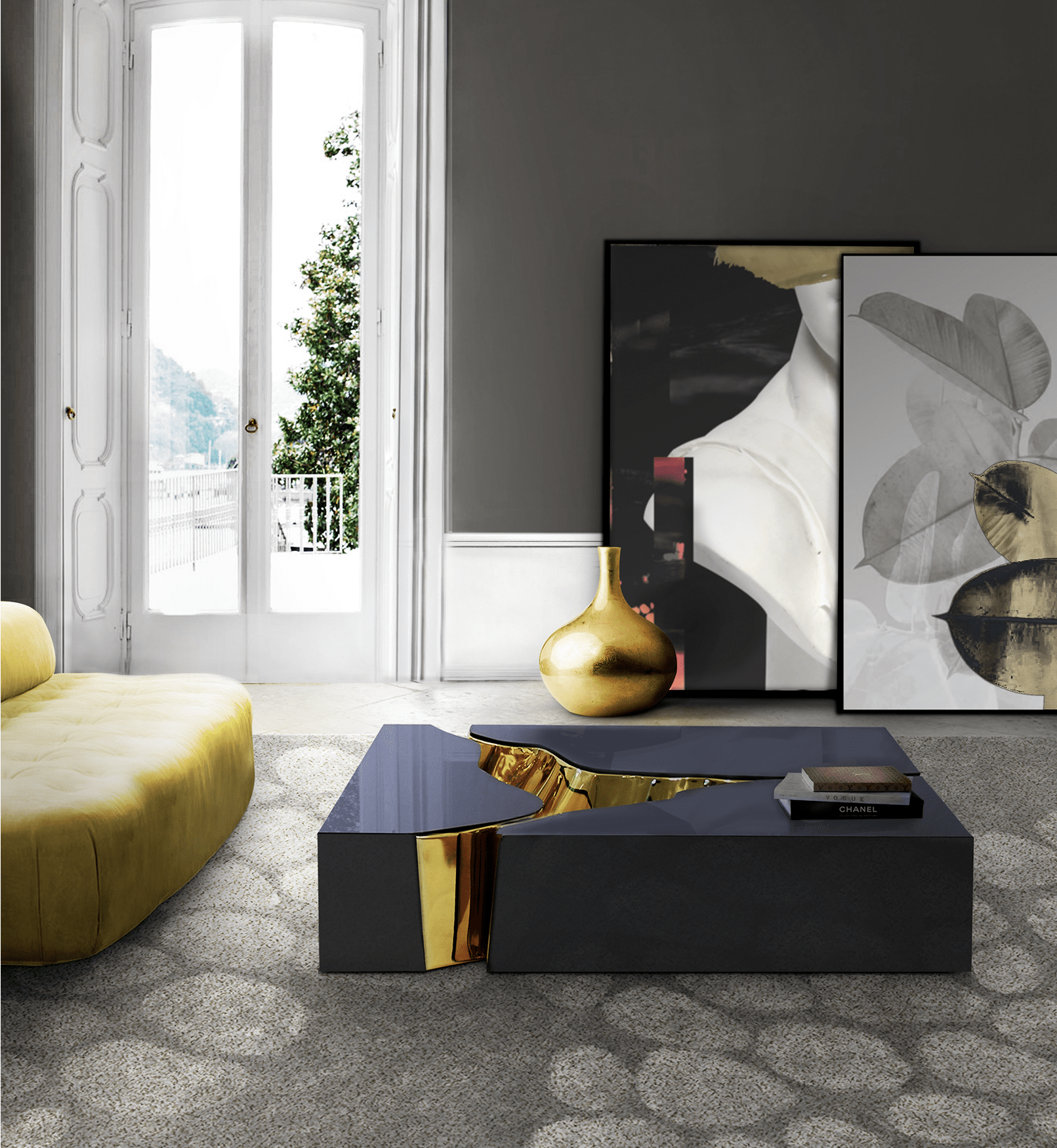 Fissure Schwarz‑Gold Mitteltisch