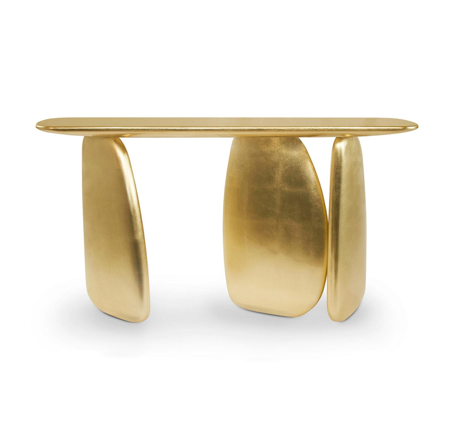 Skulpturaler Gold-Konsolentisch