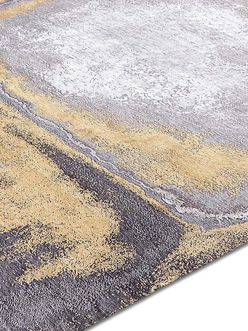 Gold auf Grau Teppich | Größe: 122 x 183 cm