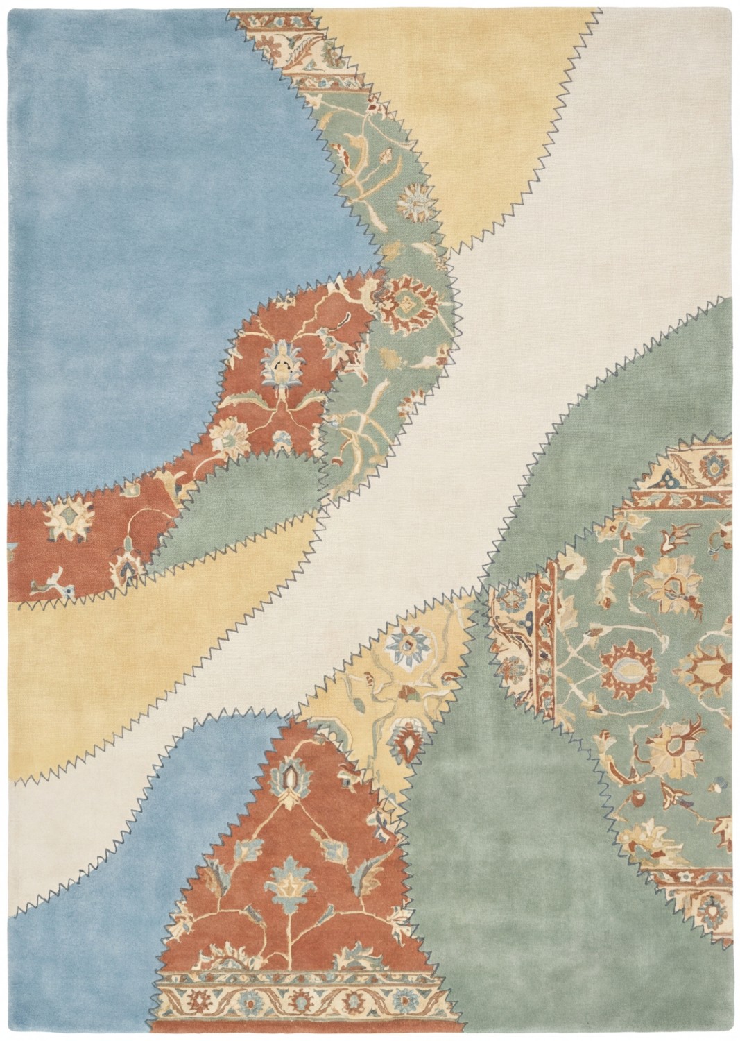 Pastel Collage Blue Teppich