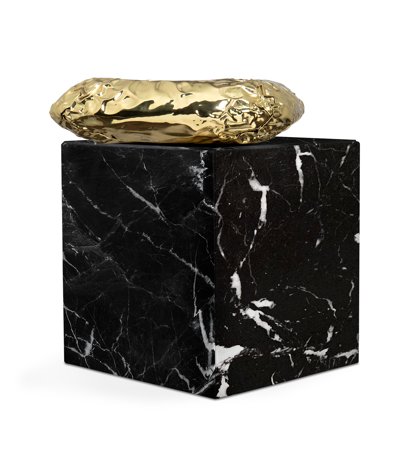 Megalith Nero Marquina‑Beistelltisch