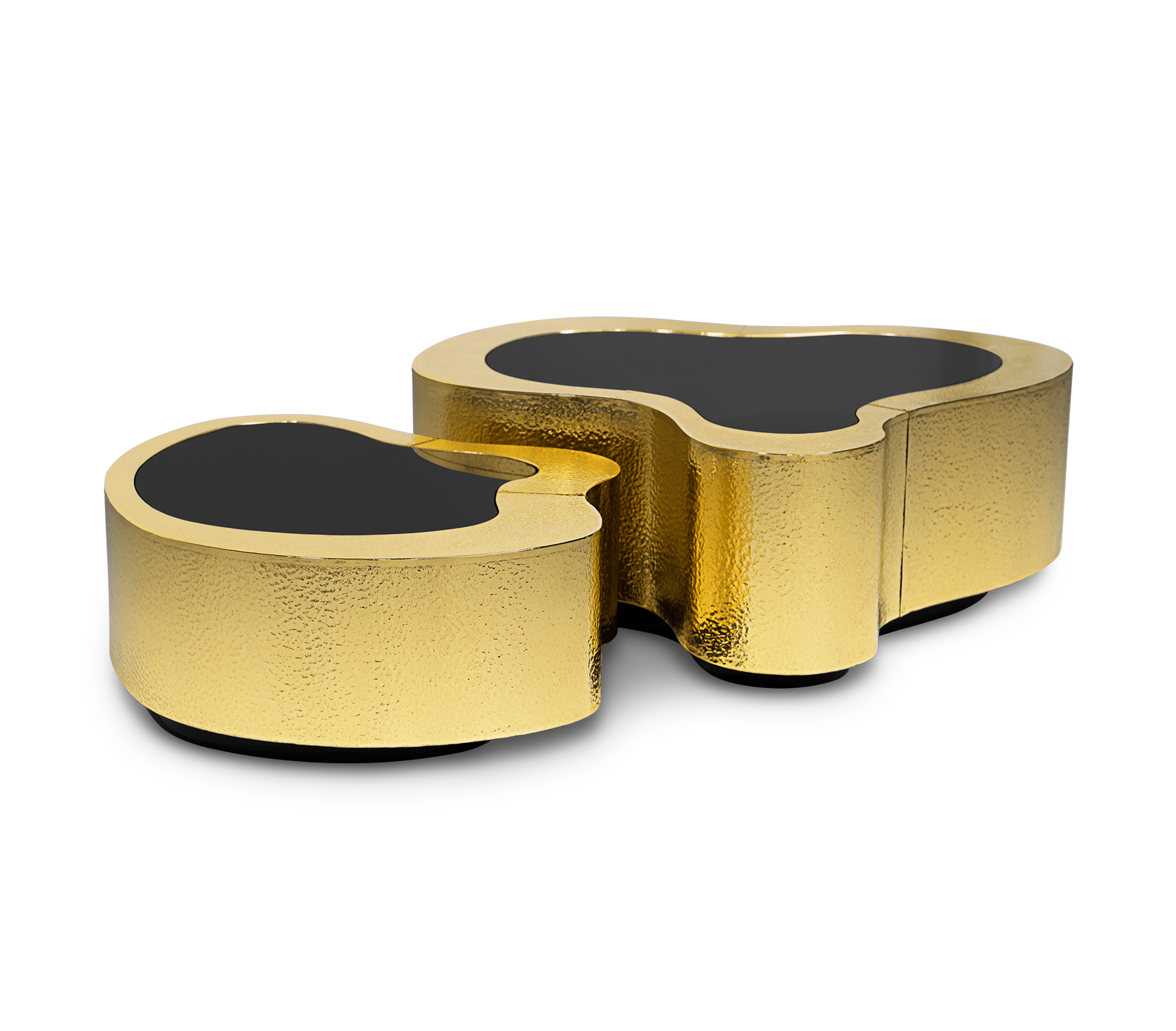 Crest Hammerschlag‑Messing Couchtisch‑Set | Konfiguration: Big