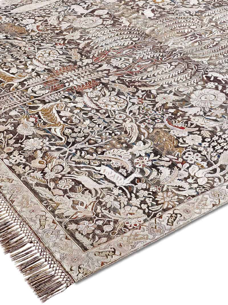 Gold auf Grau‑Mix Teppich
