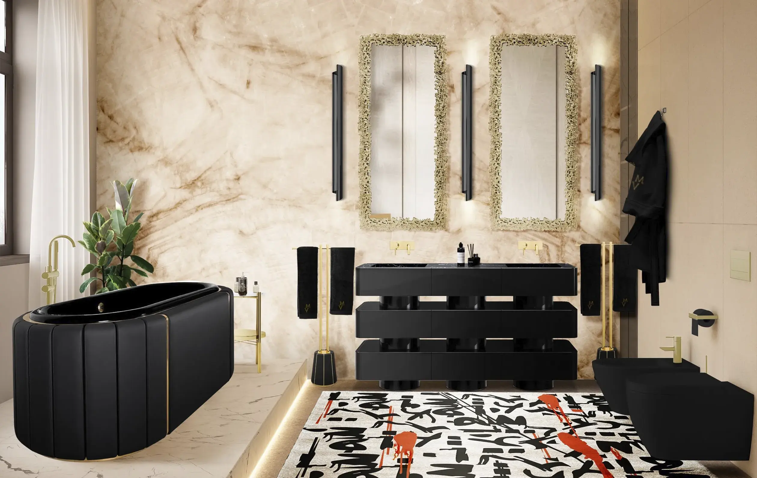 Regal Schwarzer Einbaubadewanne