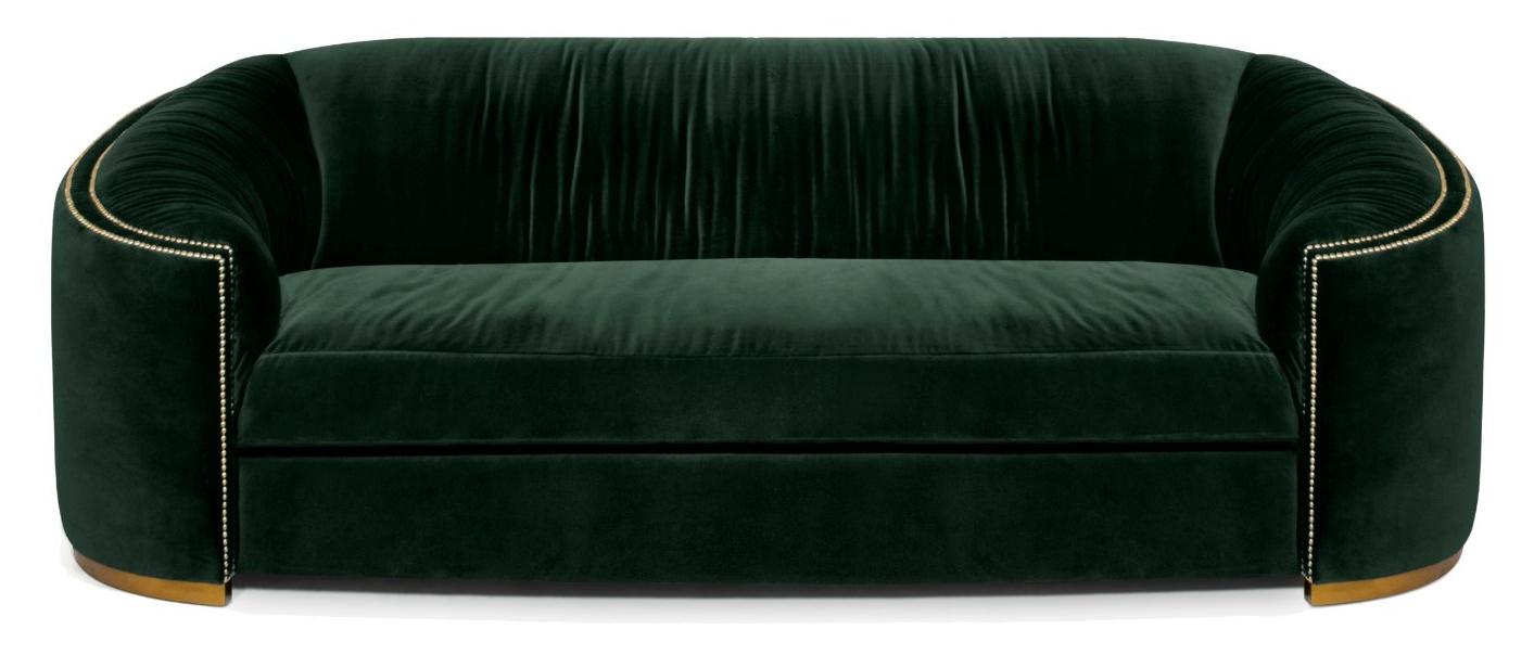 Premium Comfort Tiefgrünes Geschwungenes Sofa