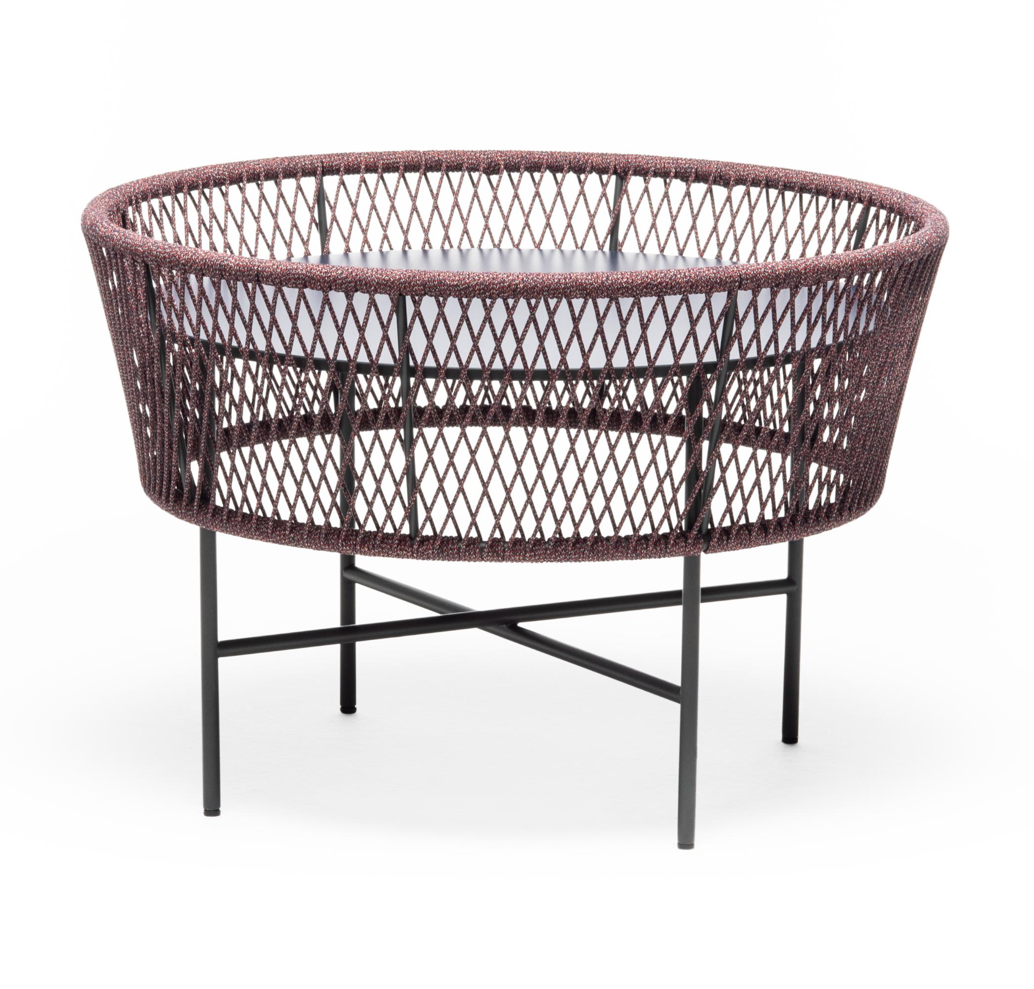Tamburo ME Runder Rot-Blauer Outdoor-Loungetisch
