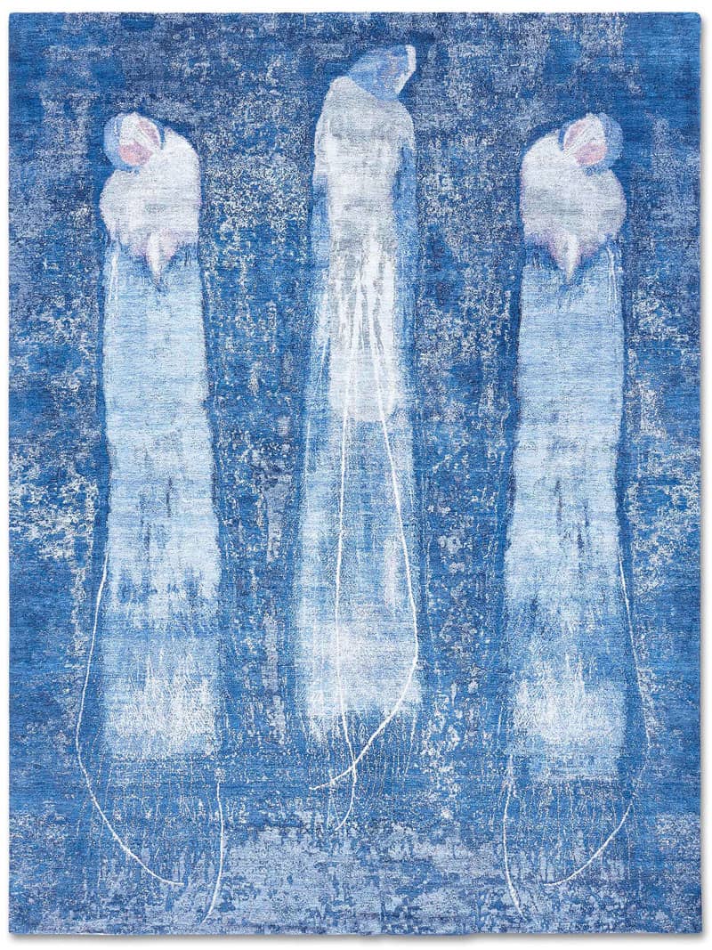 Three Birds Navy Blue auf Dunkelblau Teppich | Größe: 183 x 274 cm