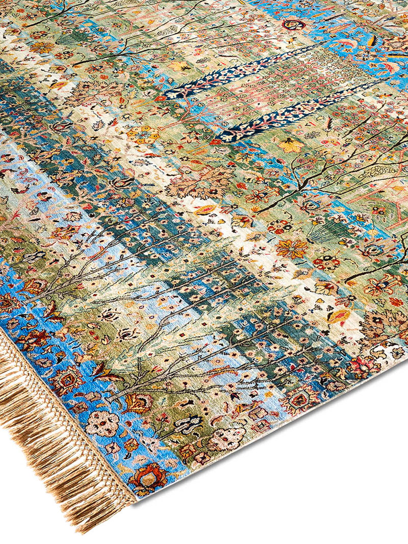 Pine Garden Original auf Blau-Grün-Mix Teppich | Größe: 183 x 274 cm