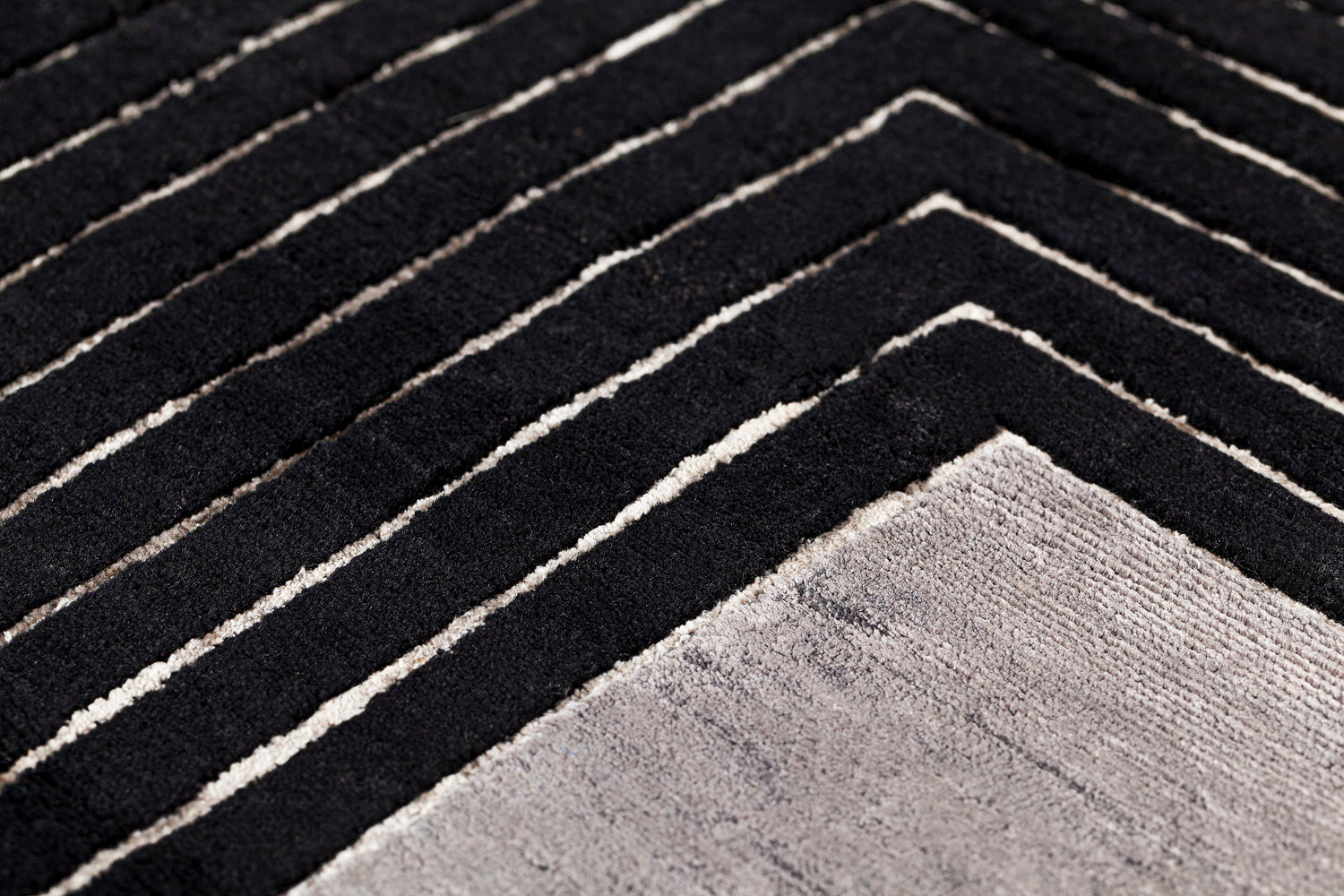 Handgeknüpfter Schwarz Gerahmt Teppich