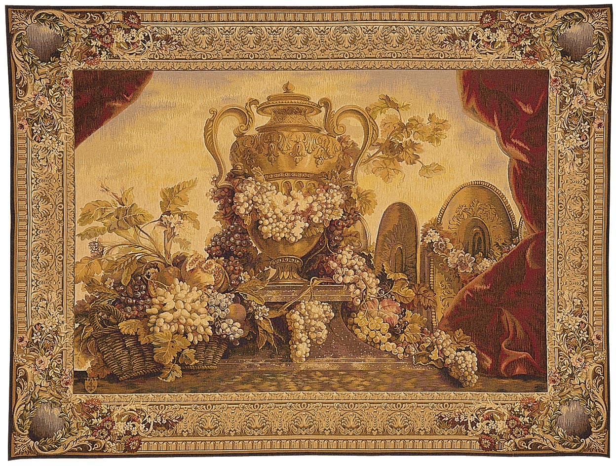 Vase und Trauben Wandteppich | Größe: 150 x 200 cm