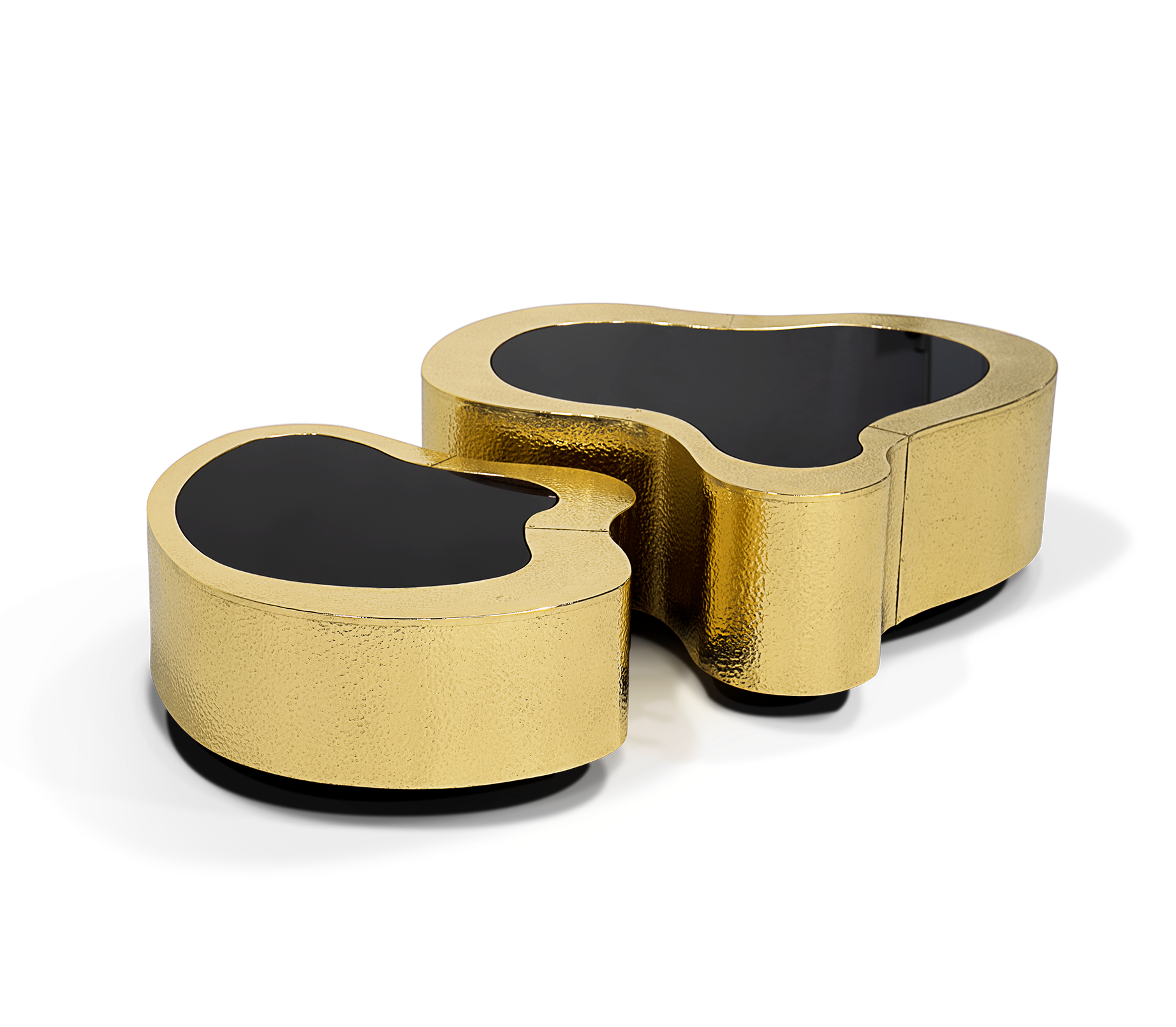 Crest Hammerschlag‑Messing Couchtisch‑Set | Konfiguration: Big