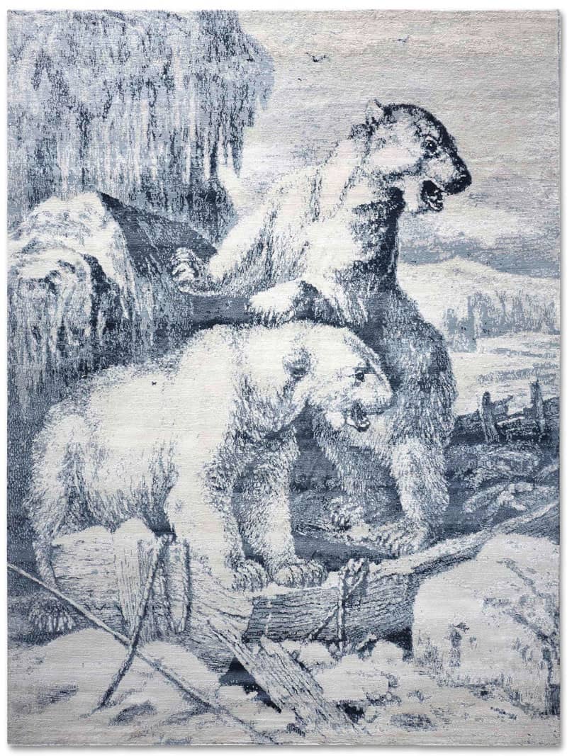 Polar Bear Little Blue auf Grau Teppich