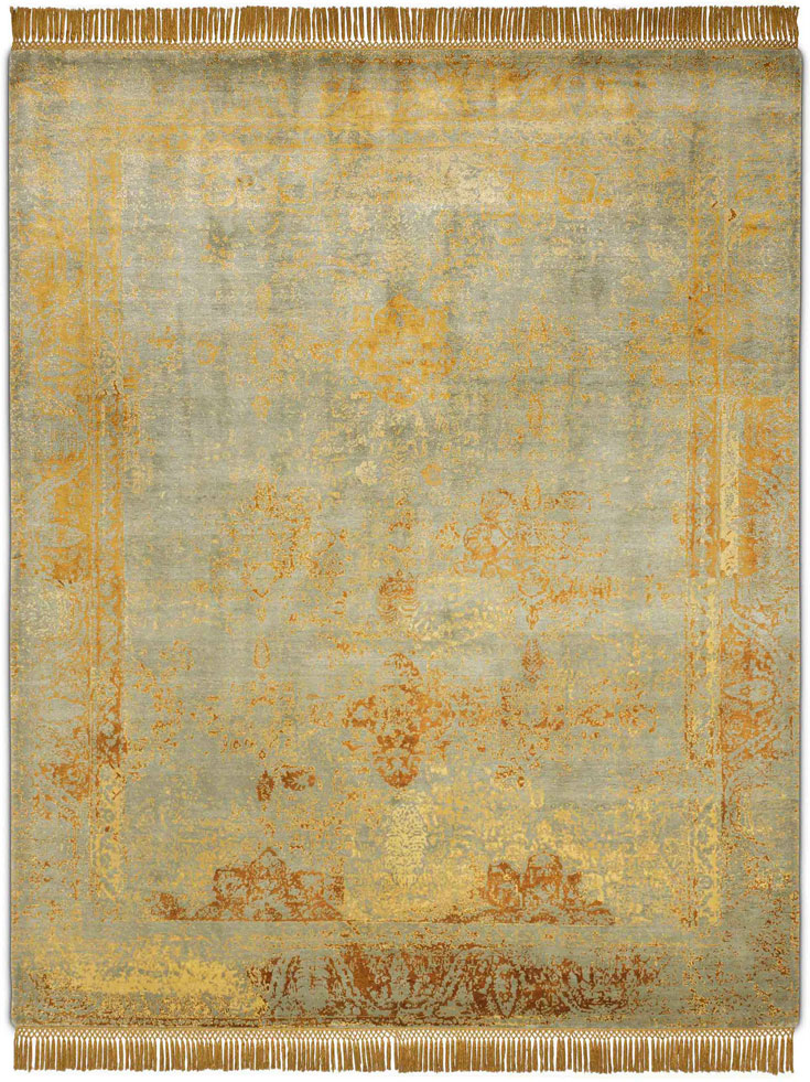 Obvious Gold auf Grau‑Grün Teppich | Größe: 274 x 365 cm