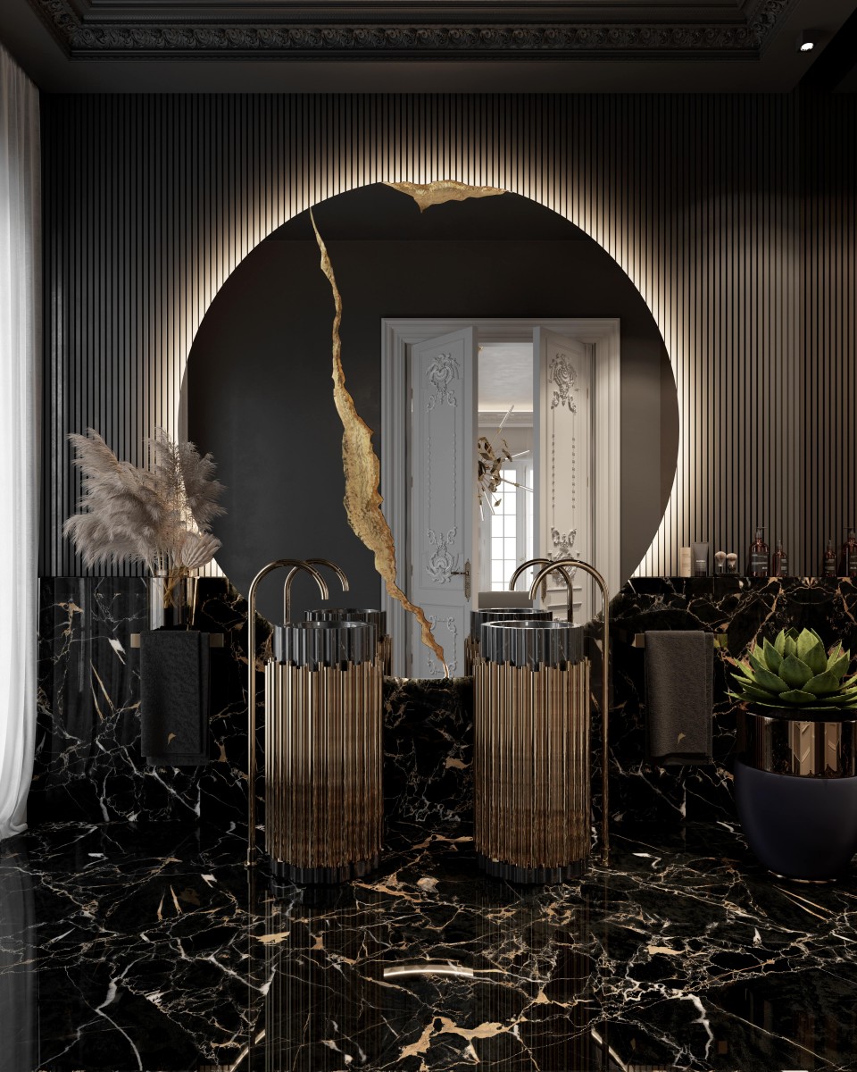 Harmony Schwarz/Gold Standwaschbecken