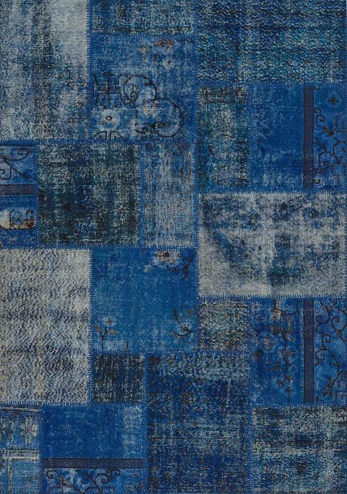 Dark Blau Patchwork Teppich | Größe: 200 x 300 cm