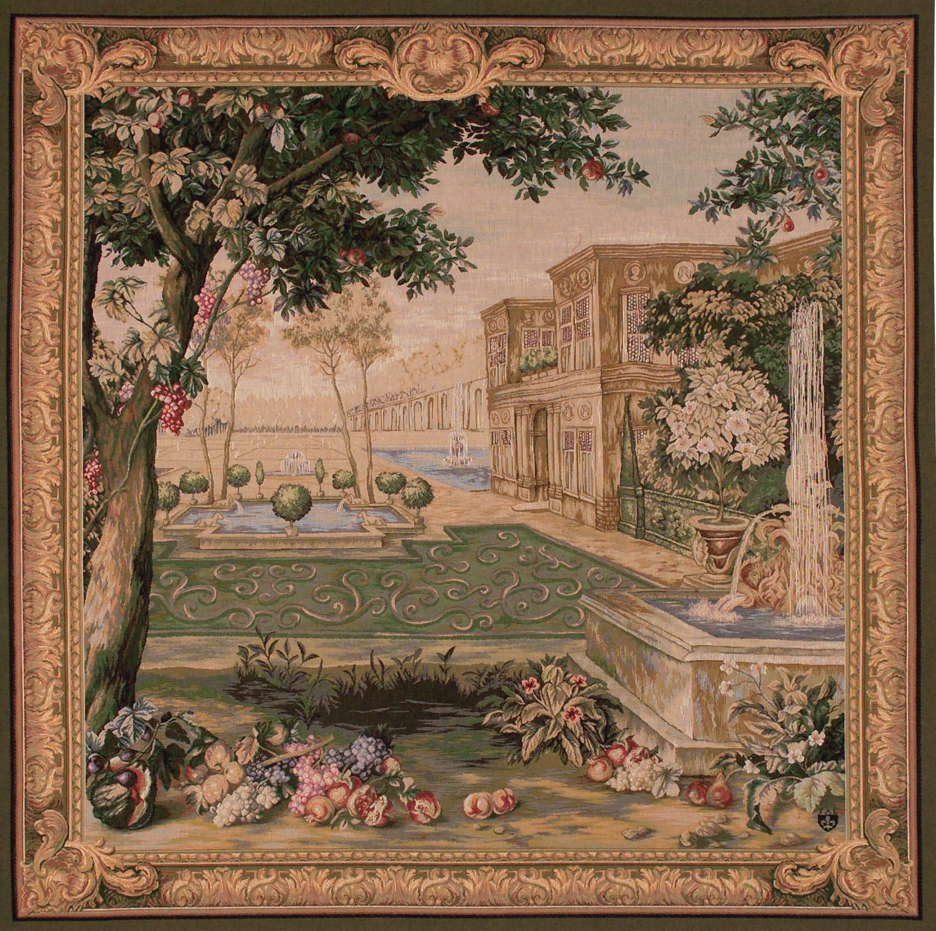 Grünwerk Brunnen (Quadrat) Wandteppich