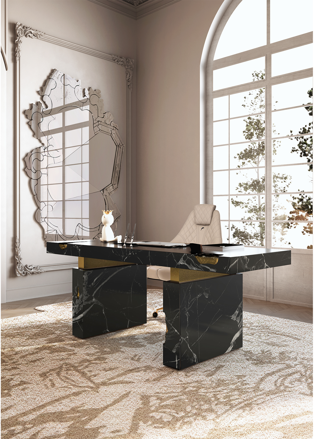 Dominion Nero Marquina Schreibtisch