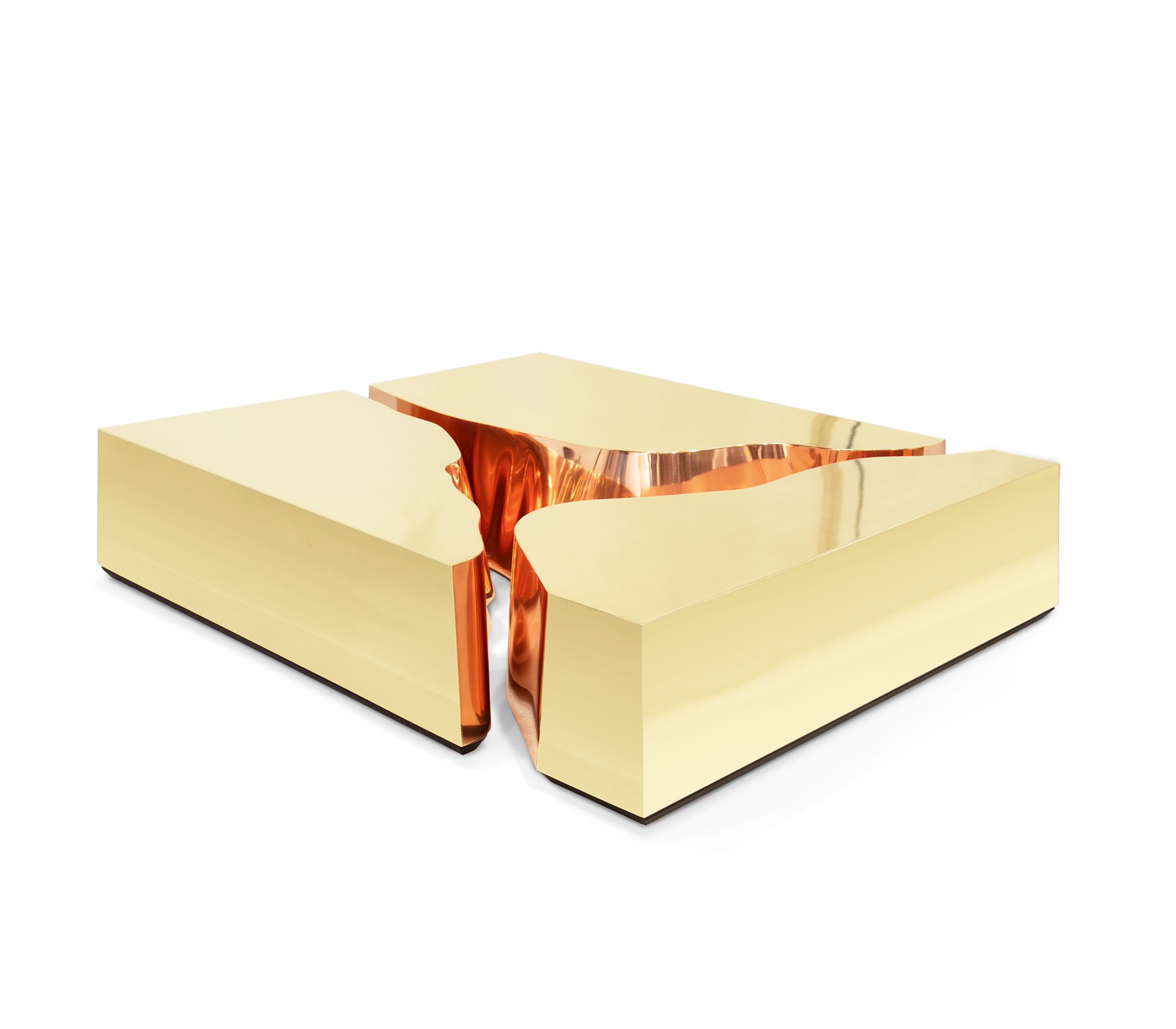 Fissure Gold‑Kupfer Couchtisch