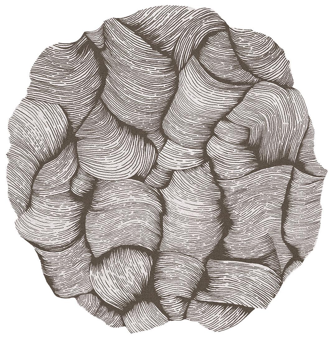 Designer Rund Taupe Teppich | Größe: Ø 300 cm
