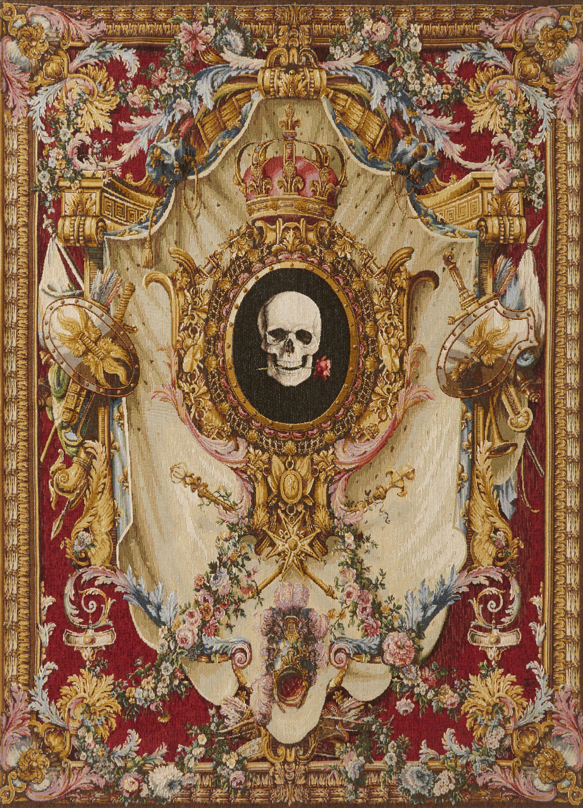 Wappen und Totenschädel Wandteppich | Größe: 110 x 150 cm