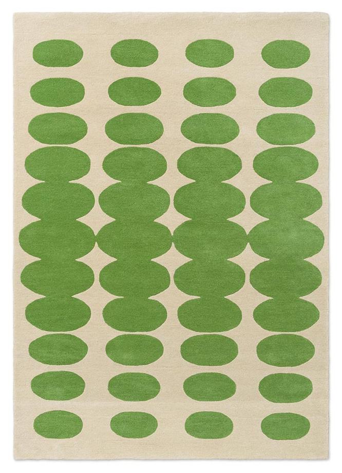 Optical Oval Green/Cream Teppich | Größe: 250 × 350 cm