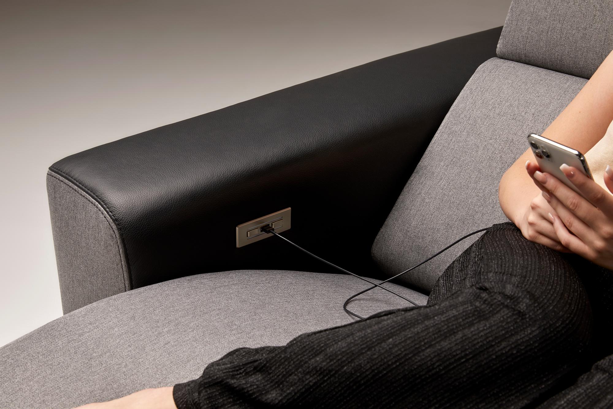 Atlanta Graues 3-Sitzer Relaxsofa - 5