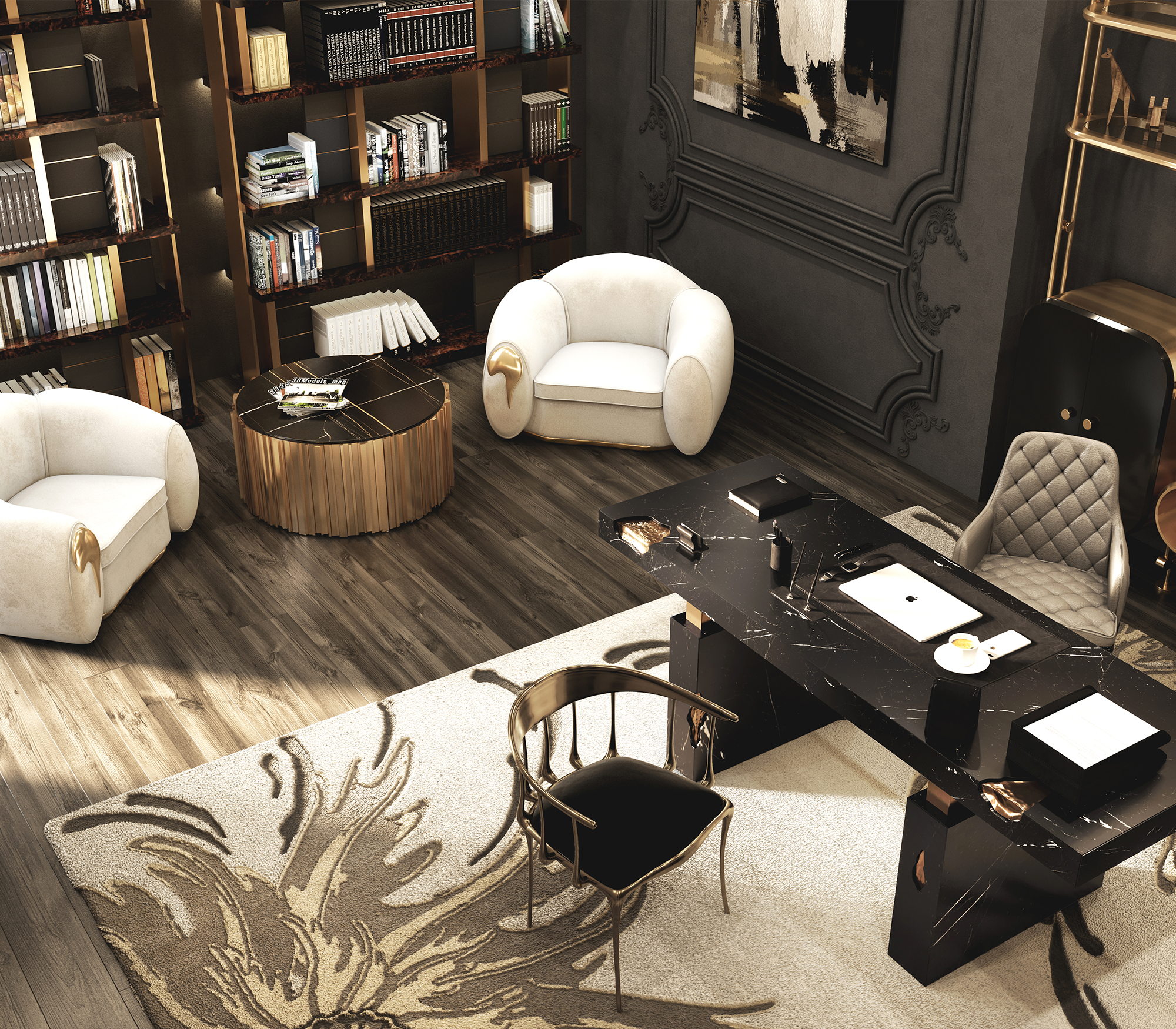 Dominion Nero Marquina Schreibtisch