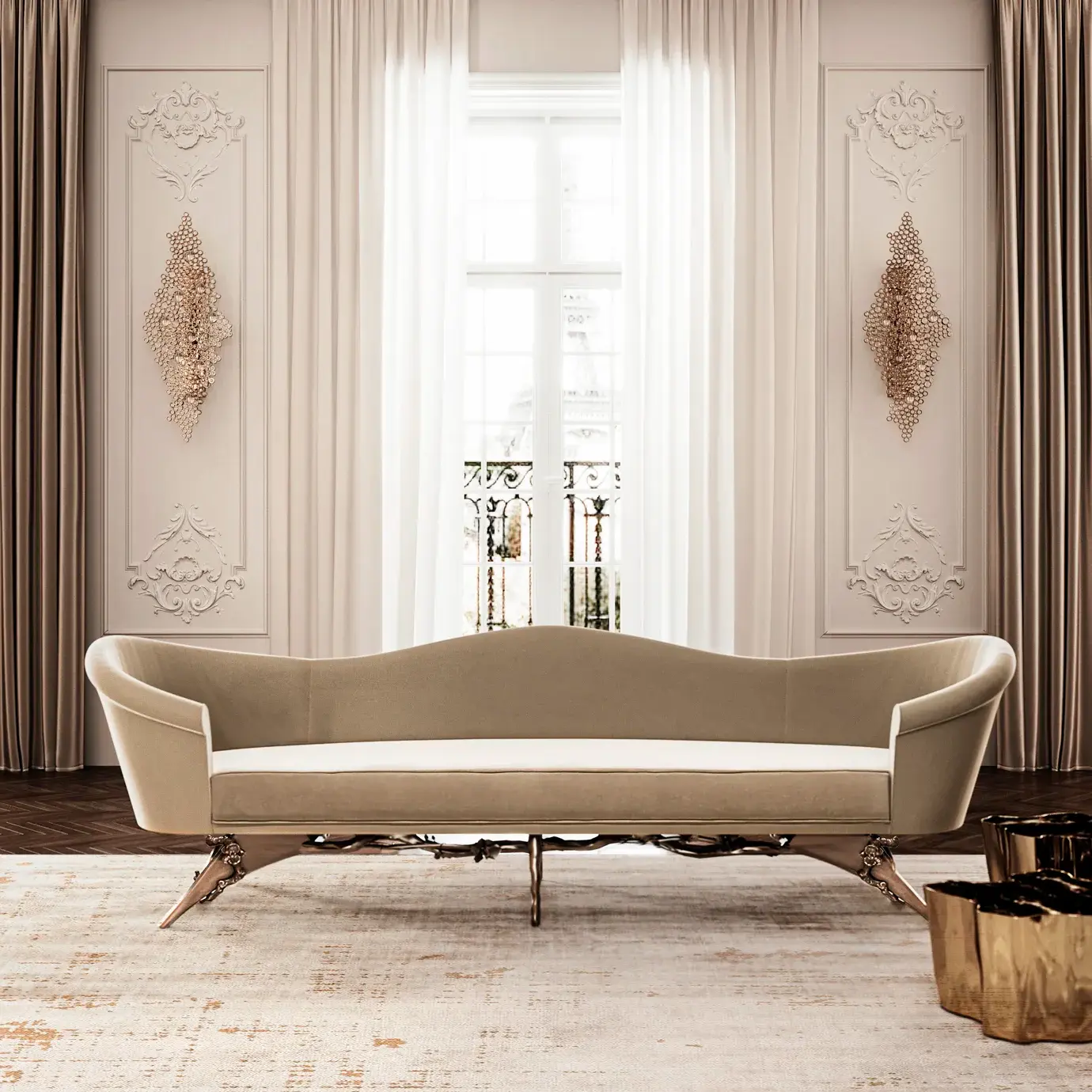 Colette Floral‑Sofa mit Metallgestell