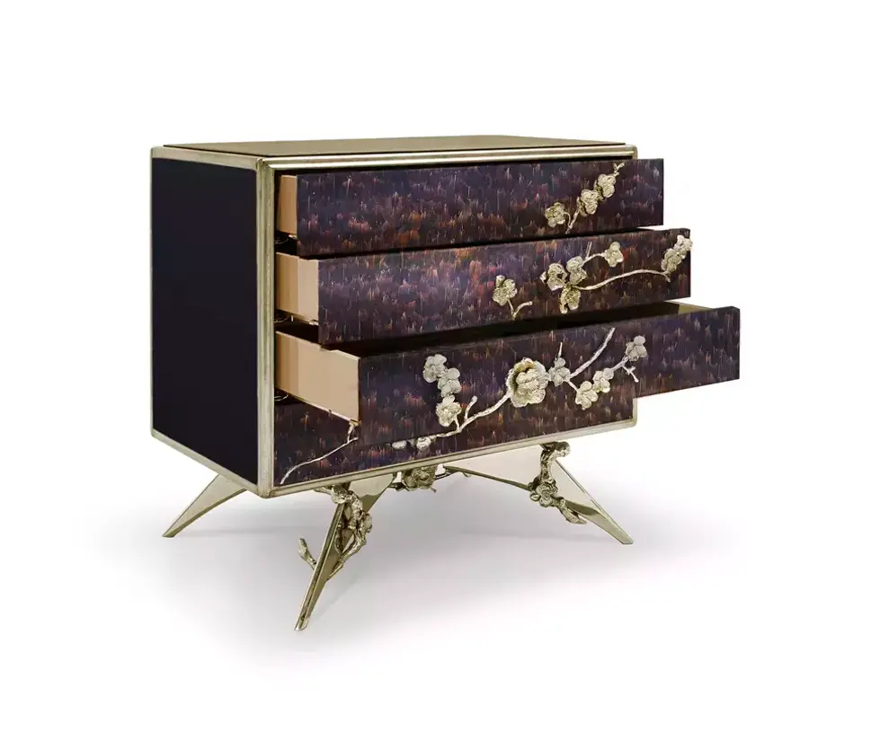 Mirage Purpurne Feder‑Nachttisch