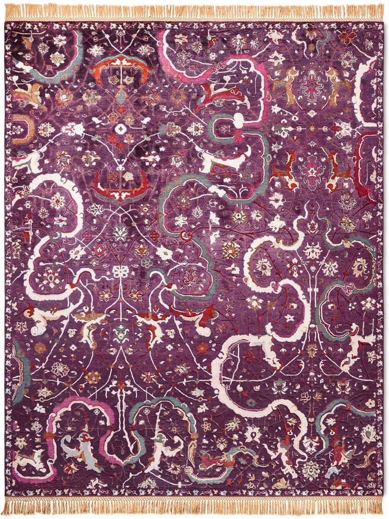 Tabriz Reverse Original auf Tiefviolett Teppich | Größe: 300 x 400 cm