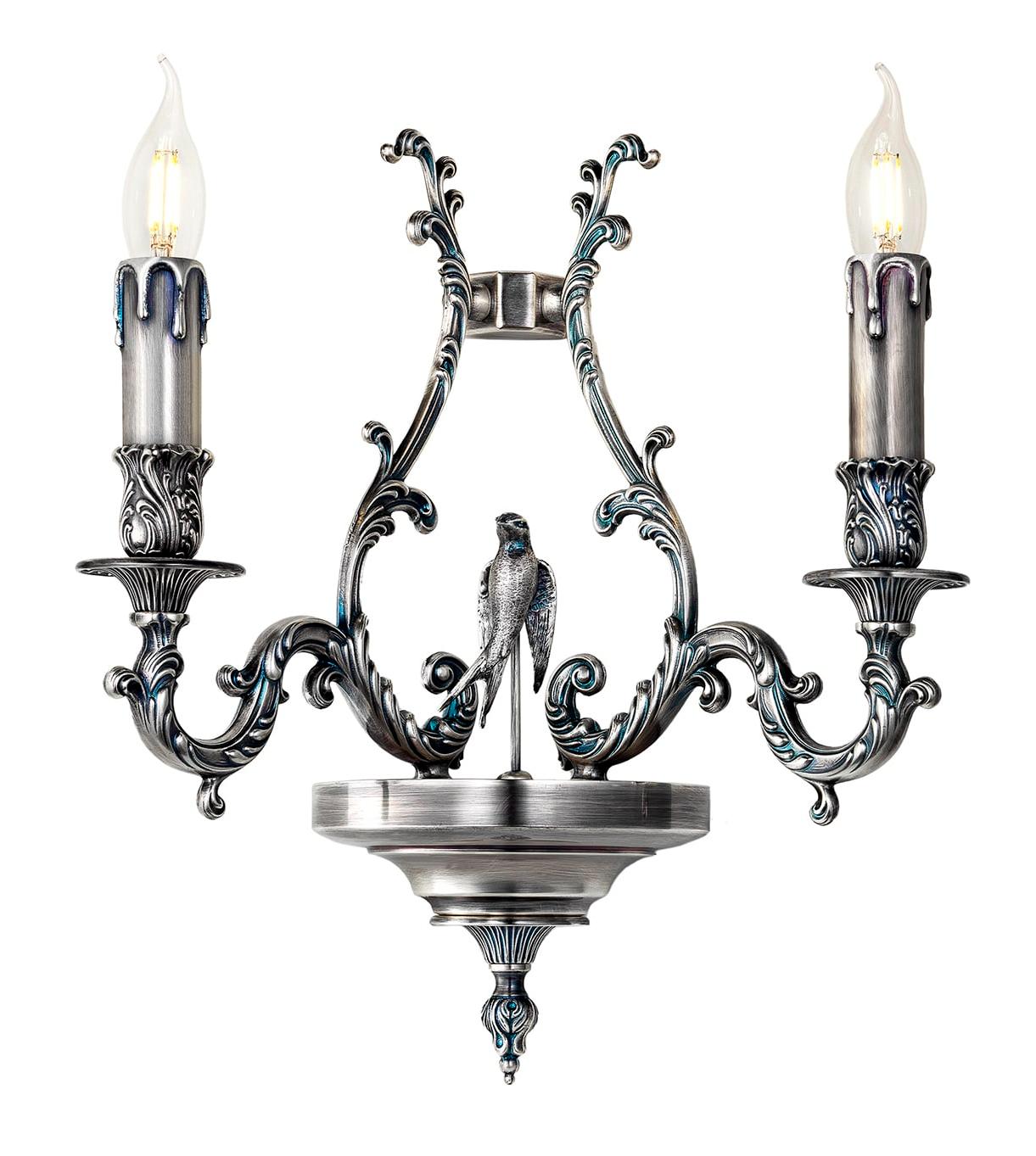 Bird Blue Silver 2-flammige Wandleuchte