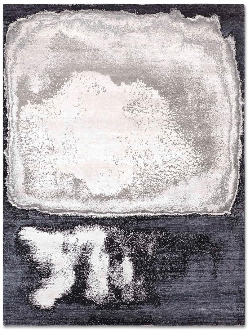 White Silver White auf Schwarz Teppich | Größe: 365 x 457 cm