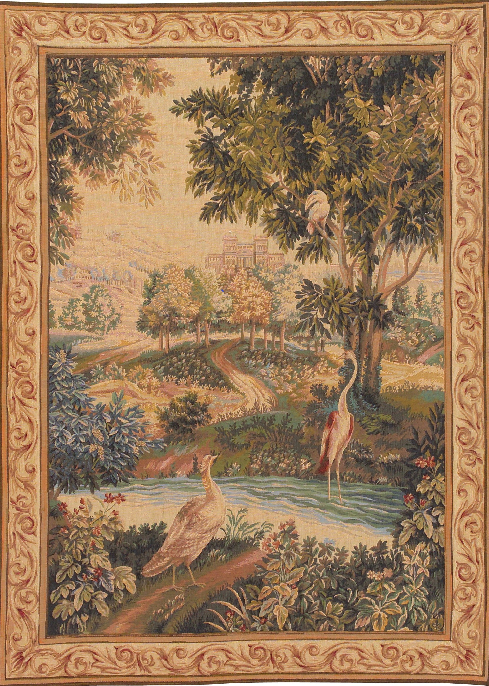 Grünwerk mit Vögeln Wandteppich