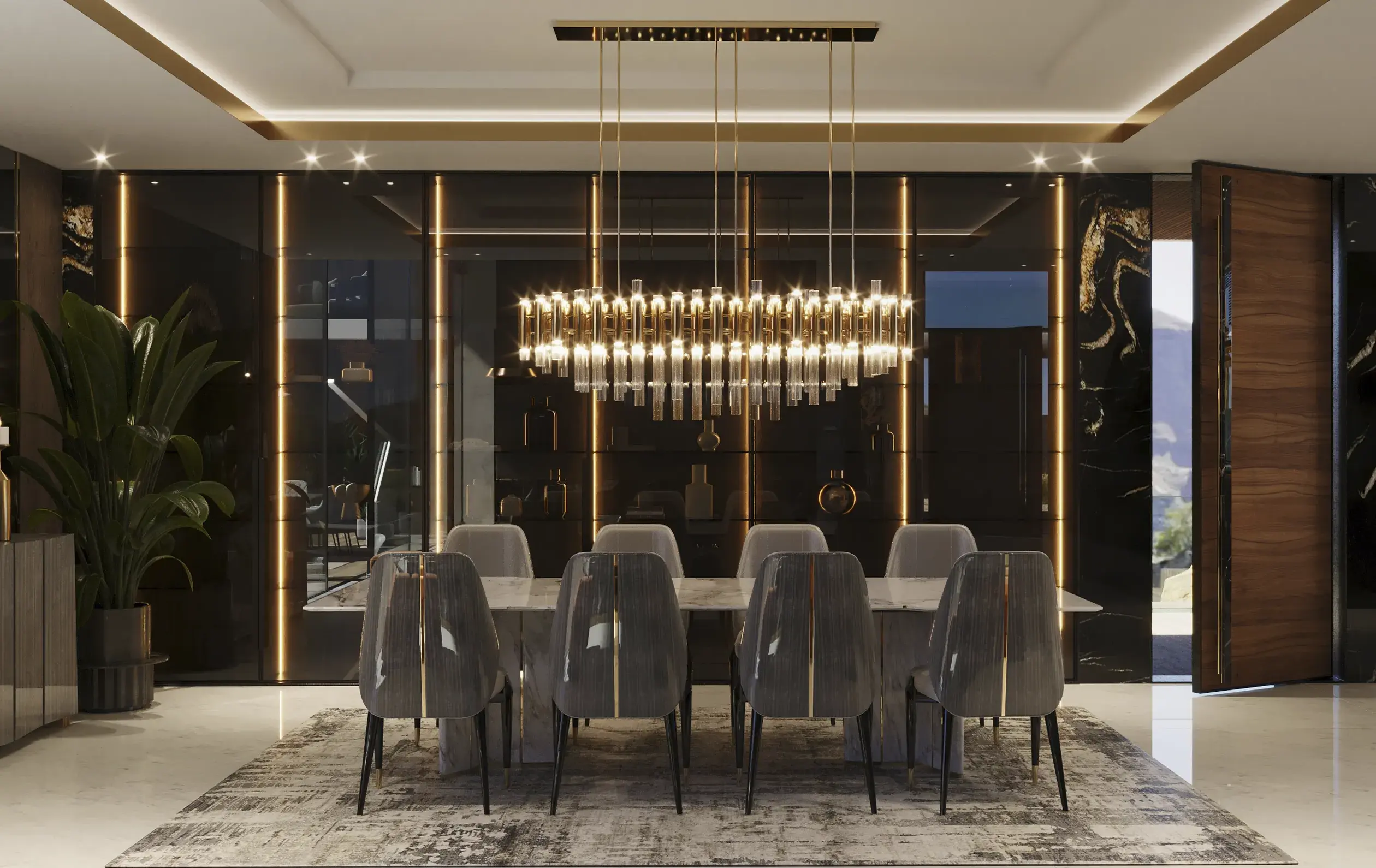 Cascade Rechteckige Pendelleuchte - 4