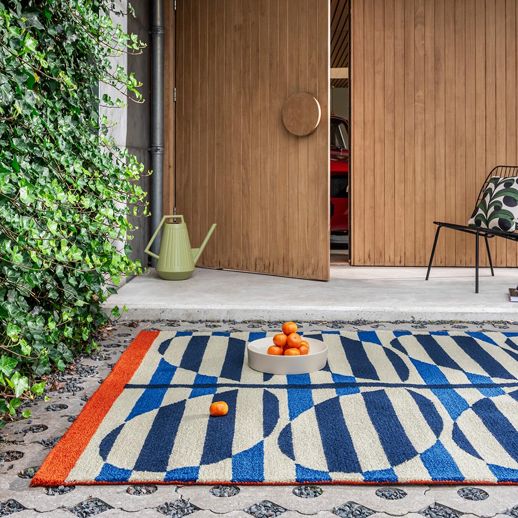 Stripy Stem Azure Outdoor-Teppich | Größe: 160 x 230 cm