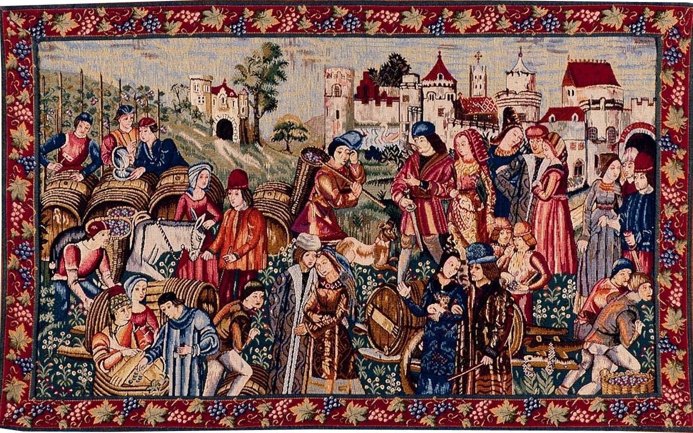 Wine Market with Border Wandteppich | Größe: 50 × 85 cm