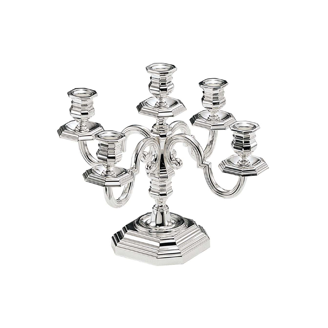 Versilberter achteckiger Kandelaber | Konfiguration: 5-Lights