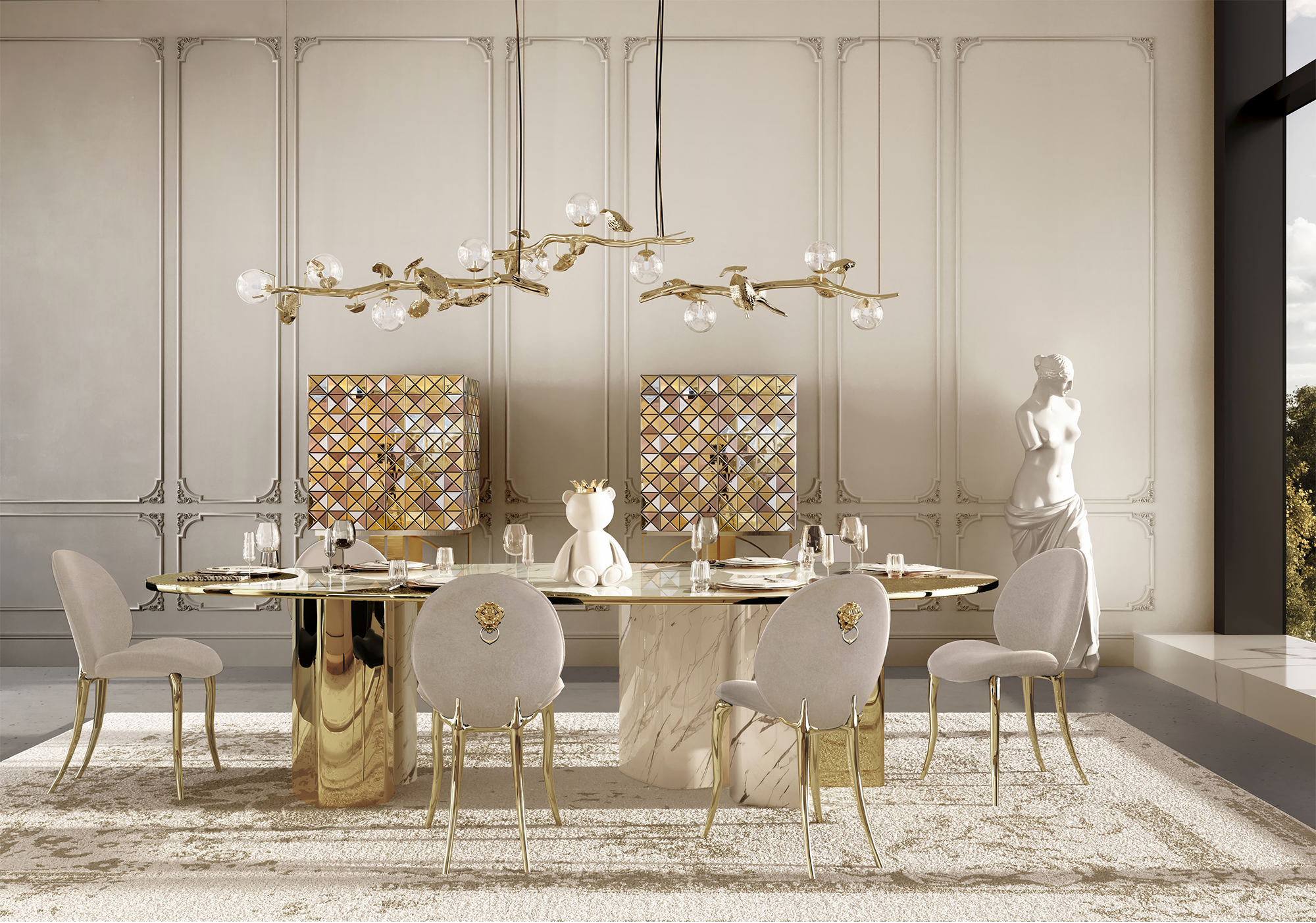 Athena Carrara Marmor & Patina Esstisch
