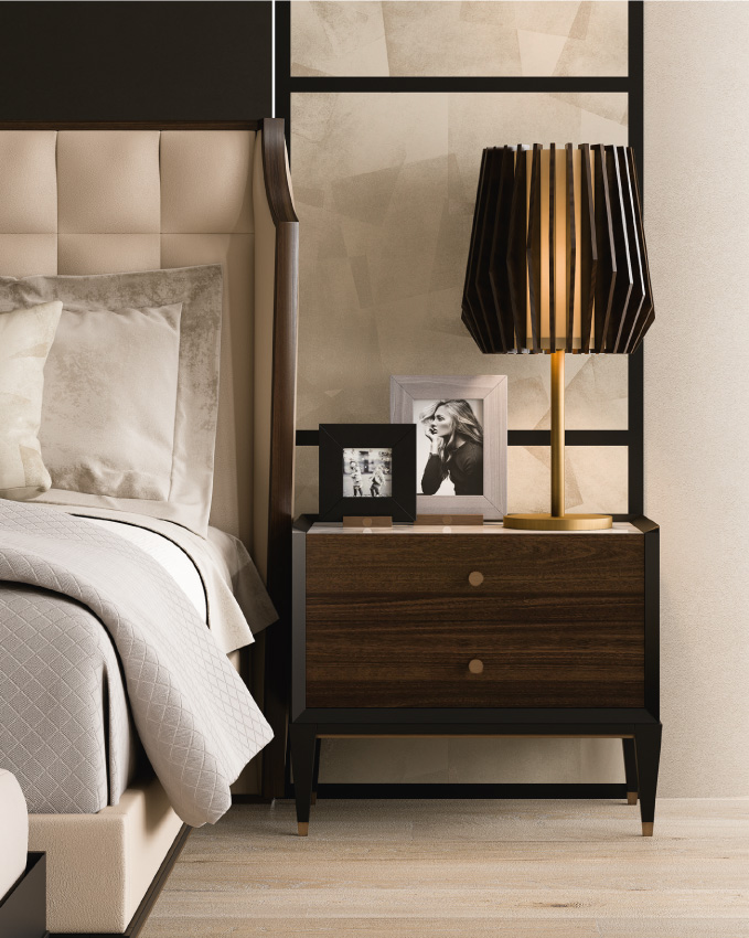 Marmor‑Holz‑Nachttisch