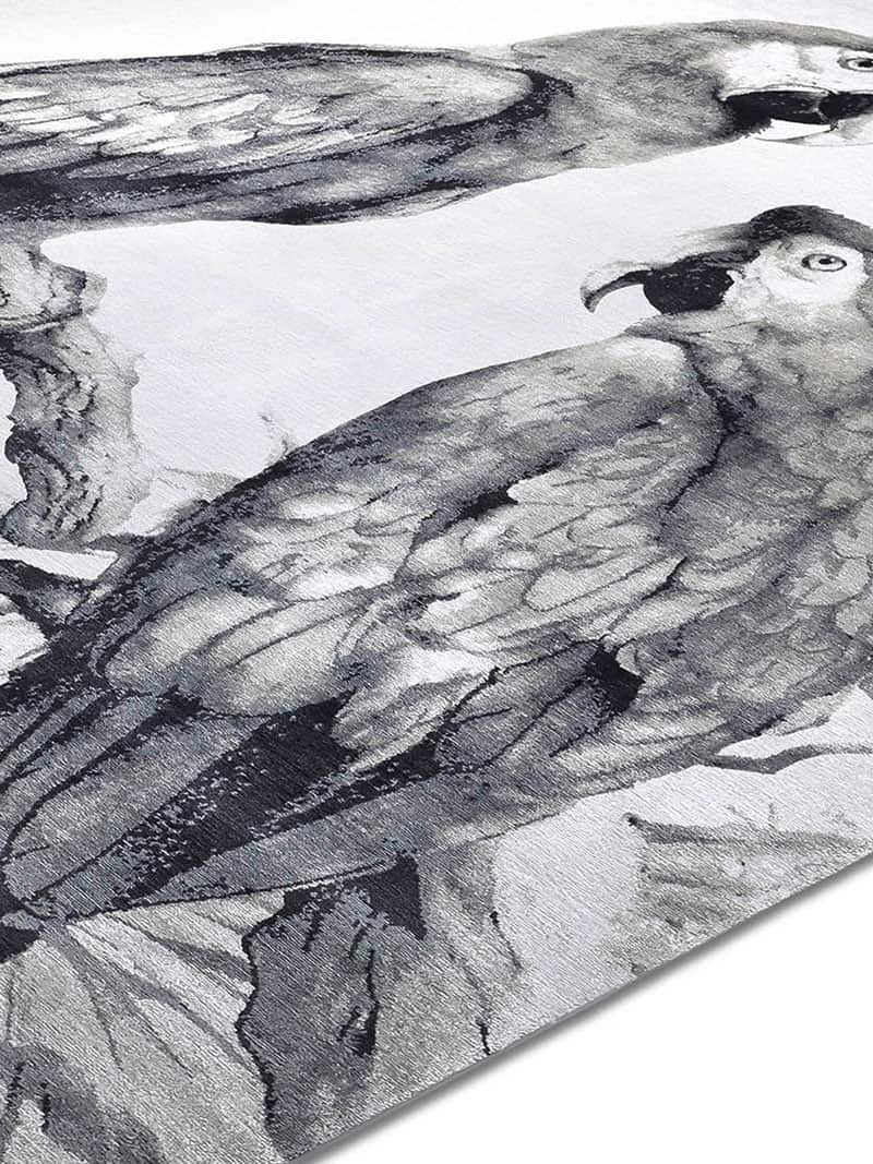 Two Parrots B&W auf Weiß Teppich