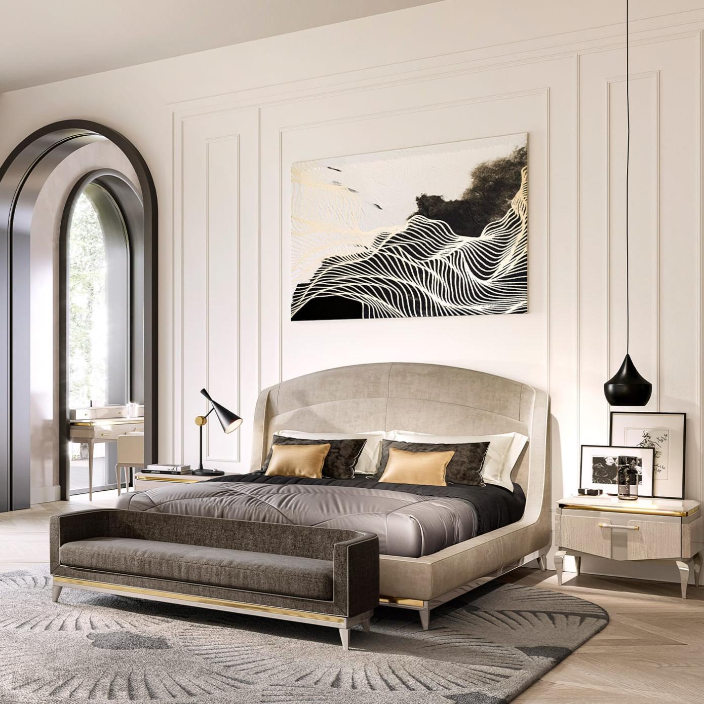 Zeitgenössisches beiges Bett