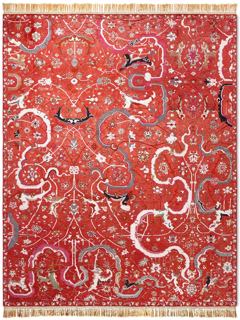 Tabriz Reverse Original auf Rot Teppich