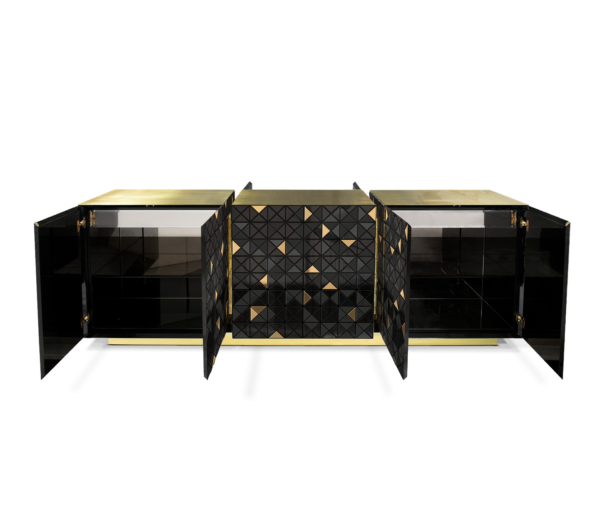 Mosaic Gold‑Schwarz Sideboard