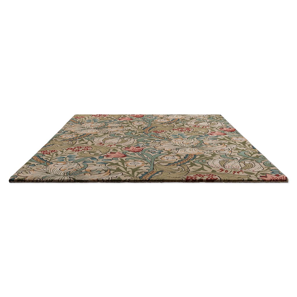 Golden Lily Green Red Teppich | Größe: 250 × 350 cm