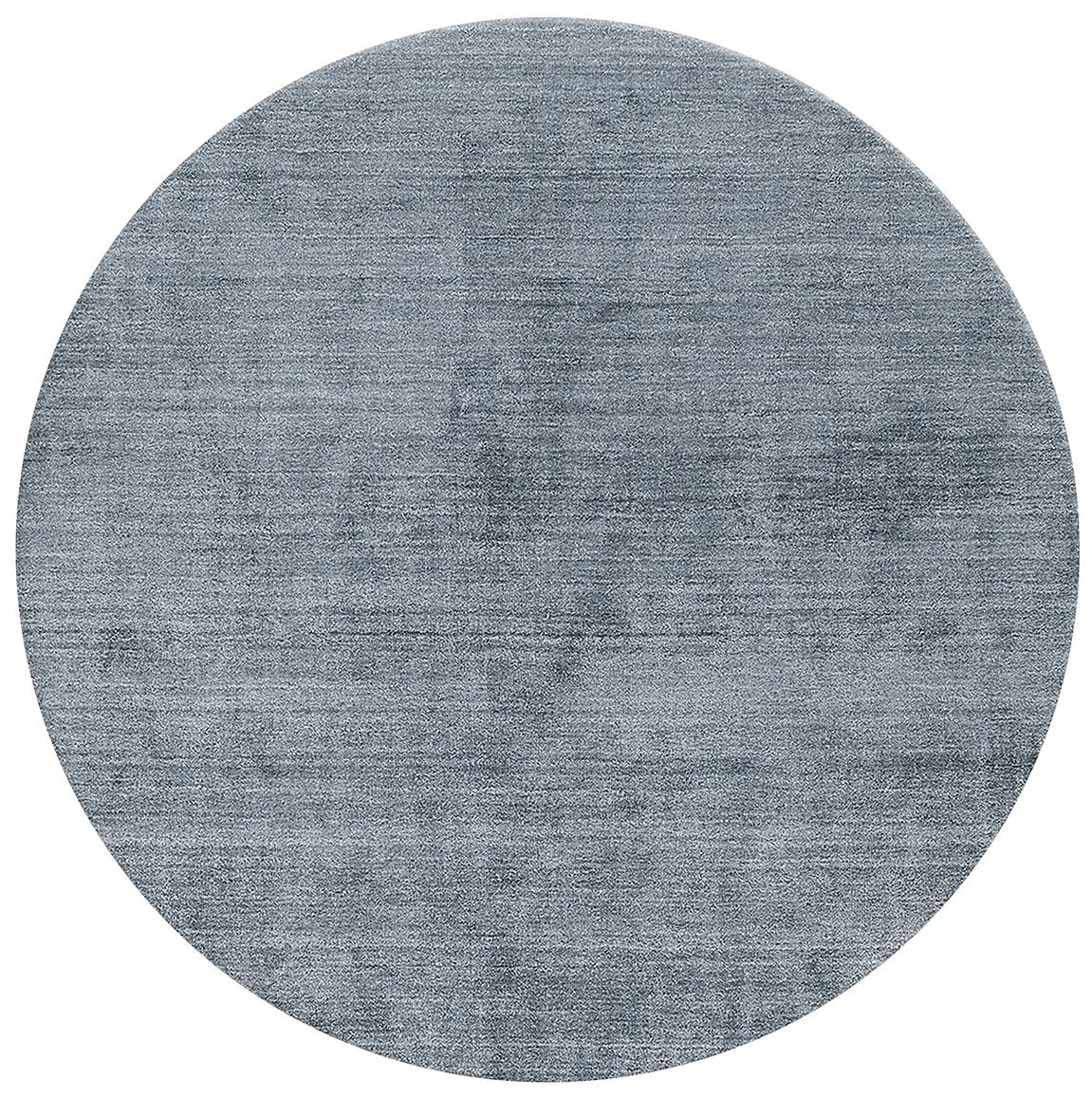 Runder Blau Bambusseide Teppich | Größe: Ø 250 cm