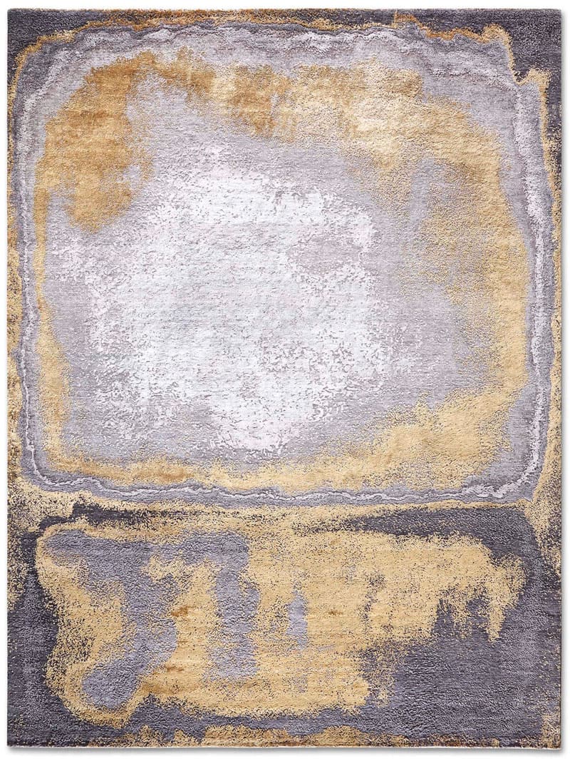 Gold auf Grau Teppich | Größe: 122 x 183 cm