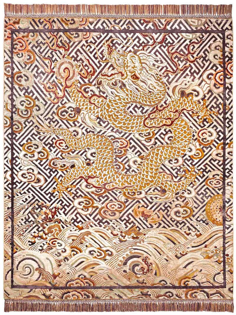 Dragon Copper auf Tiefviolett Teppich | Größe: 250 x 300 cm