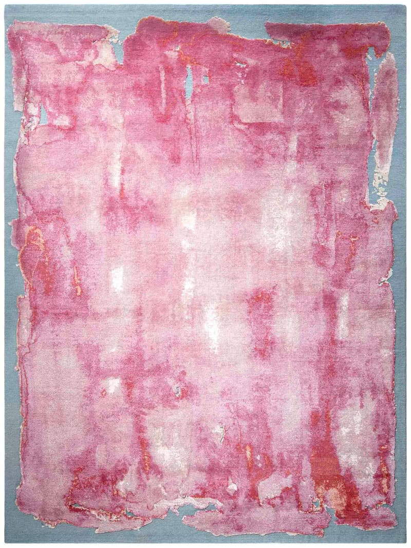Mono Pink auf Hellem Blau Teppich